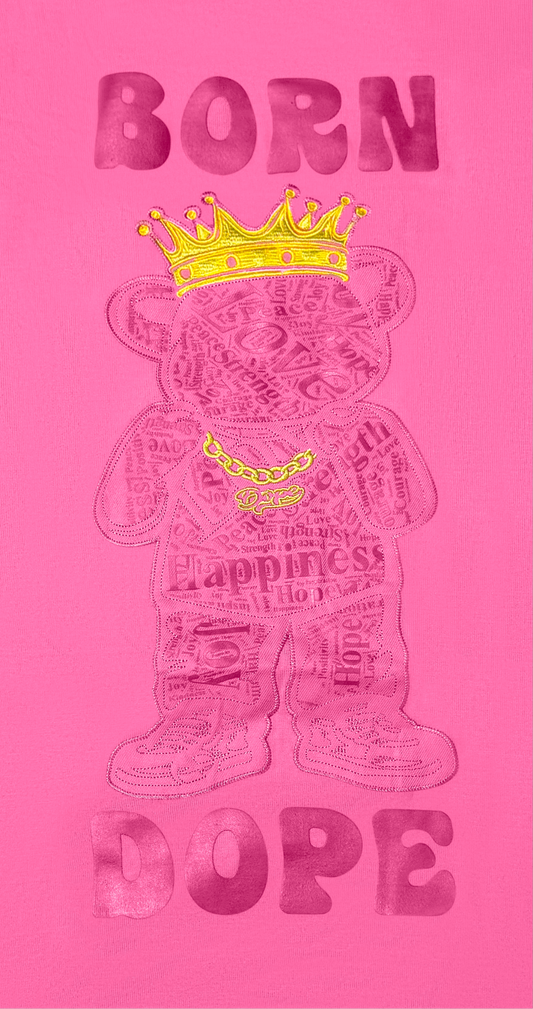 Born Dope Bear T-shirt (Breast Cancer Awareness Edition)