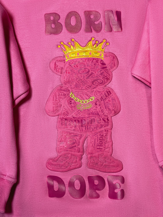 Born Dope Bear Hoodie(Breast Cancer Awareness Edition)