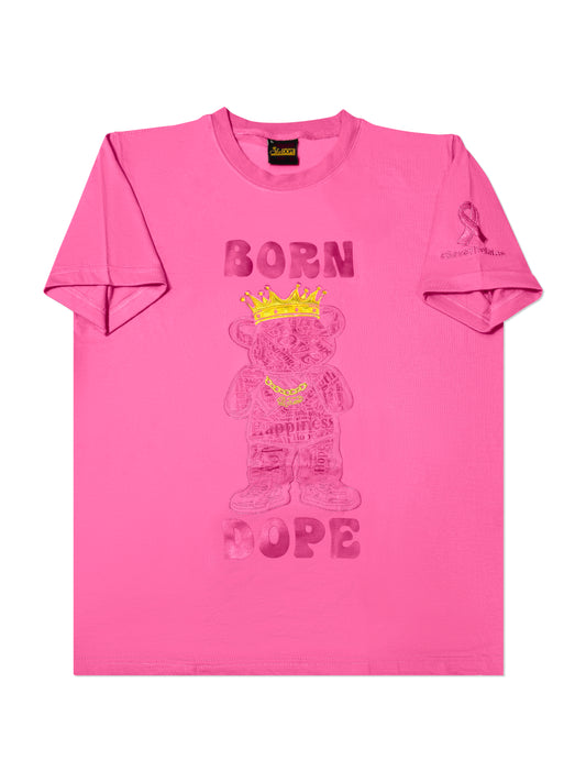 Born Dope Bear T-shirt(Breast Cancer Awareness Edition)