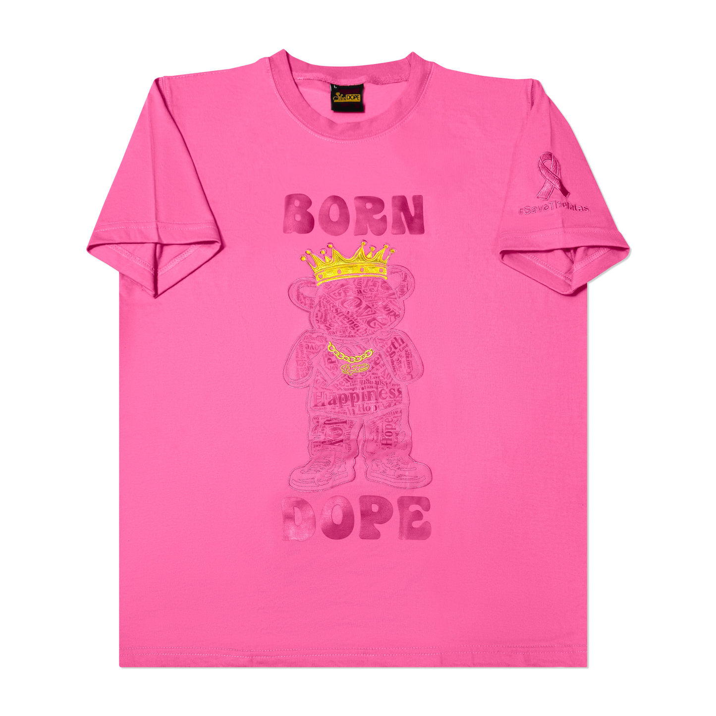 Born Dope Bear T-shirt (Breast Cancer Awareness Edition)