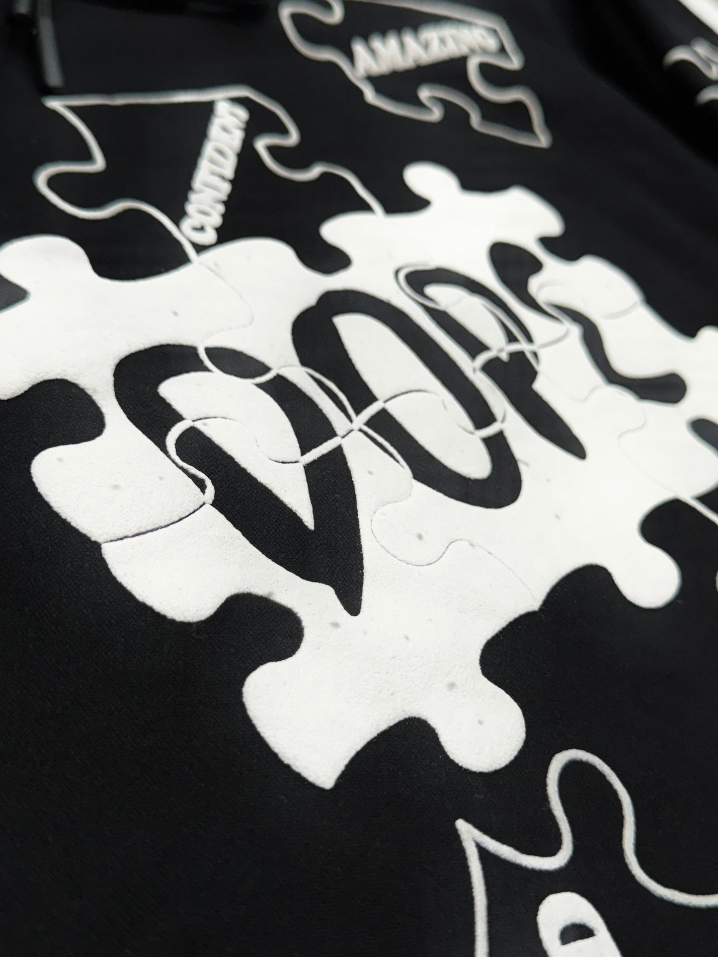 Piecing It Together Hoodie Puff Print Black
