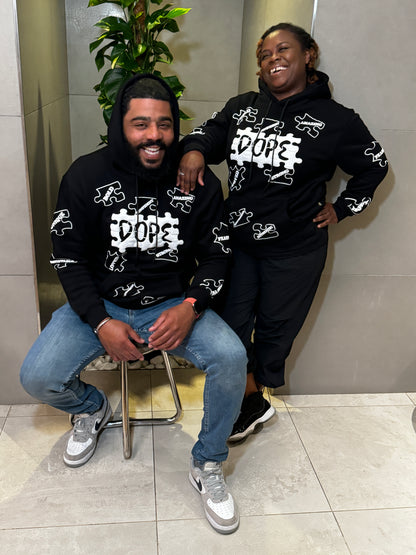 Piecing It Together Hoodie Puff Print Black