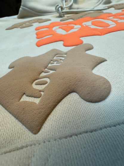 Piecing It Together Hoodie Puff Print Tan