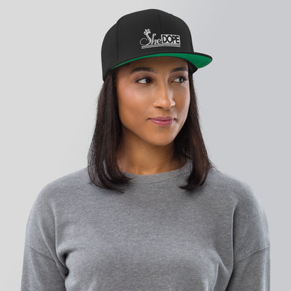 SheDOPE Snapback Hat in White