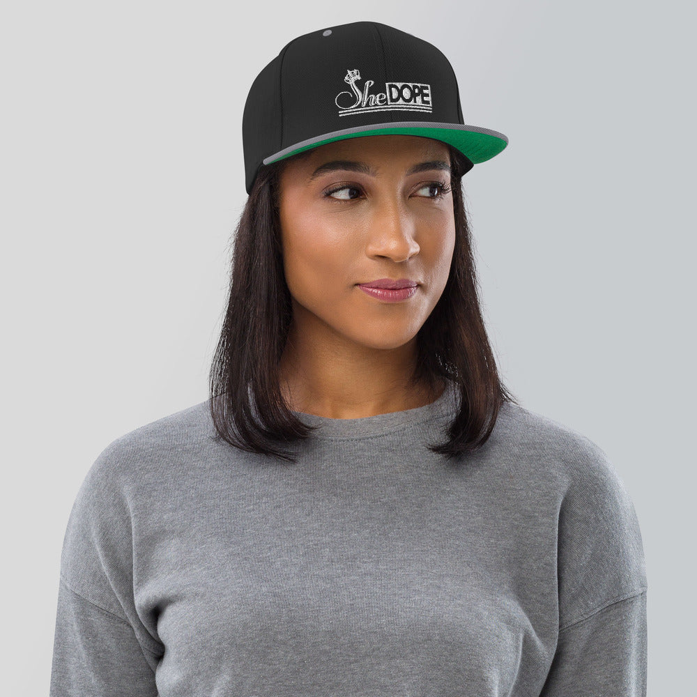 SheDOPE Snapback Hat in White