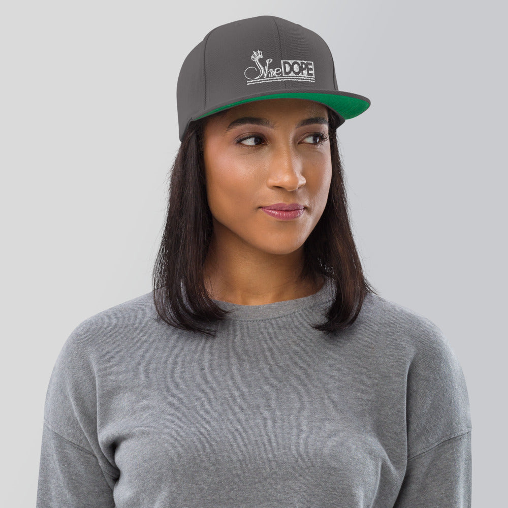 SheDOPE Snapback Hat in White