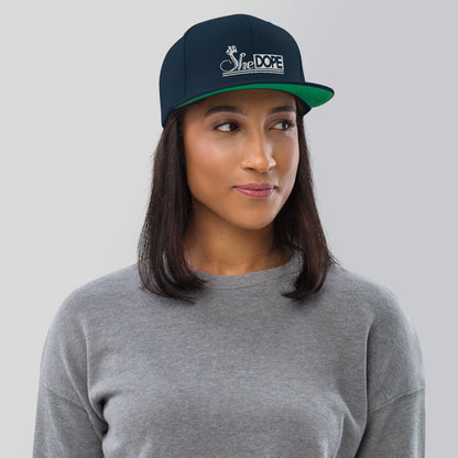 SheDOPE Snapback Hat in White