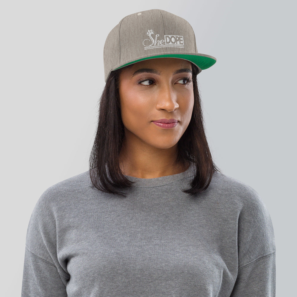 SheDOPE Snapback Hat in White