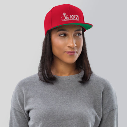 SheDOPE Snapback Hat in White