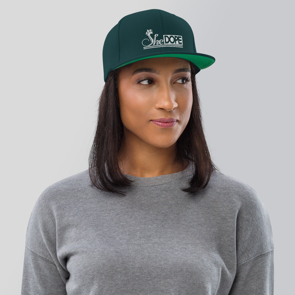 SheDOPE Snapback Hat in White