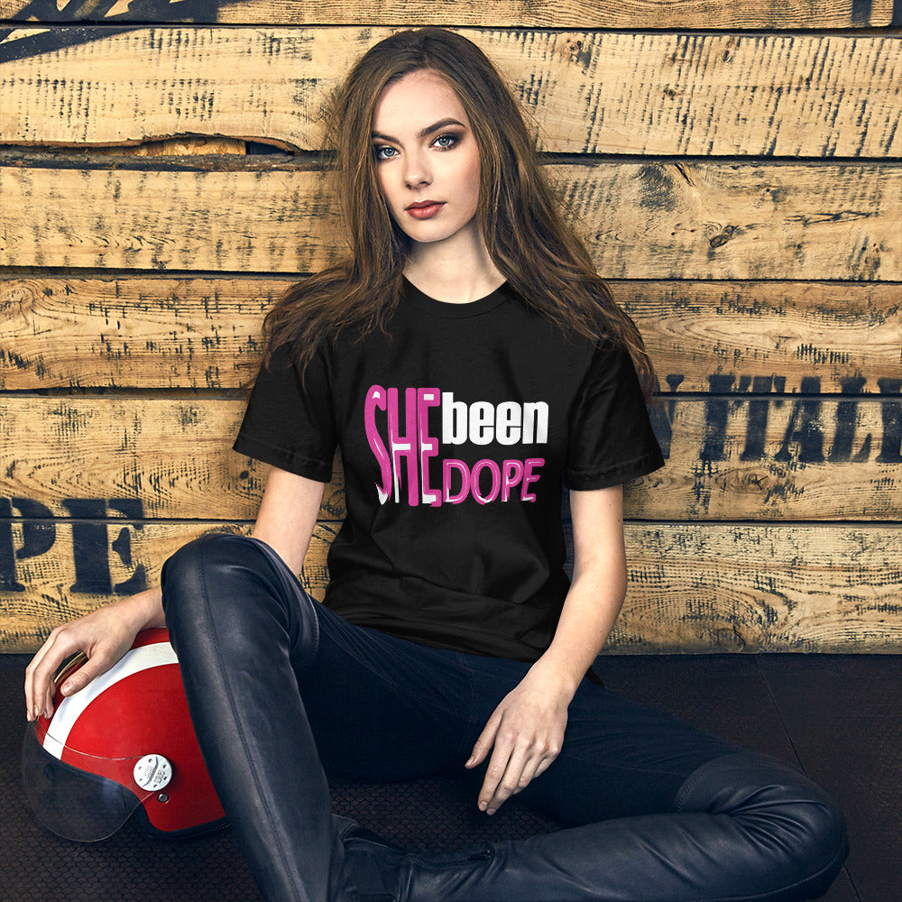 She Been Dope Pink/White Short-Sleeve Unisex T-Shirt