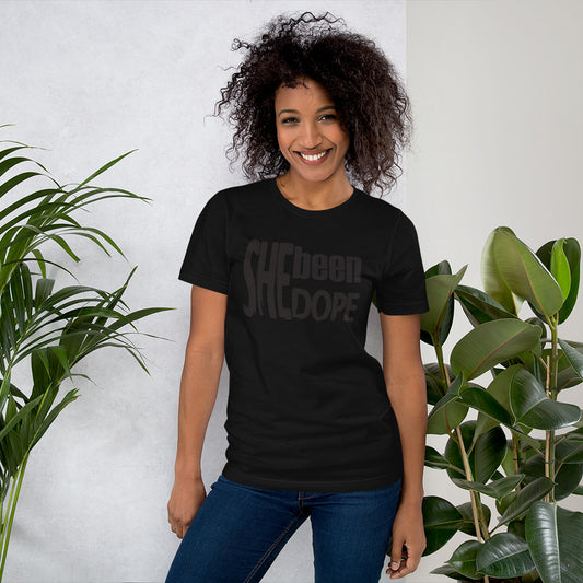 She Been Dope Black/Charcoal Short-Sleeve Unisex T-Shirt