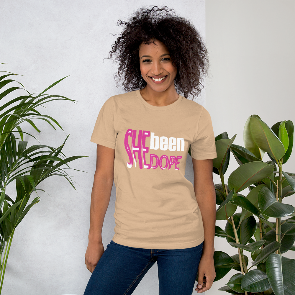 She Been Dope Pink/White Short-Sleeve Unisex T-Shirt